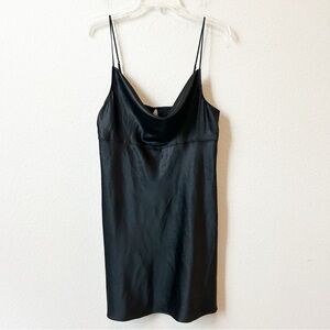 Victoria’s Secret Black Satin Cowl Neck Slip Nightgown Sz L
